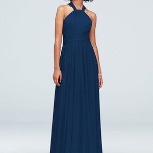 David's Bridal High-Neck Mesh Bridesmaid Dress